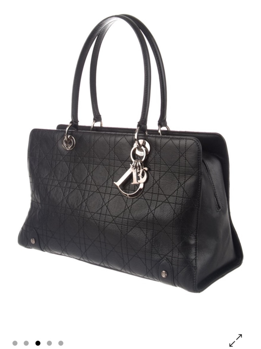 Christian Dior Vintage Black Cannage Leather Lady Dior Tote Bag w/Silver Tone - Picture 16 of 16